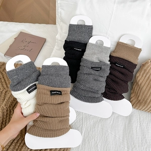 Damen Beinstulpen Gestrickt Farblock Gerippt Warm Lange Socken Y2K Stil Mit Hand Made Etikett Für Herbst Winter