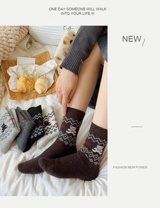 Detailansicht der Wollsocken mit Bären-Jacquardmuster und dicker Strickstruktur für den Winter