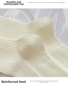 Detail of reinforced heel and flat-sewn toe on thickened ribbed imitation cashmere socks