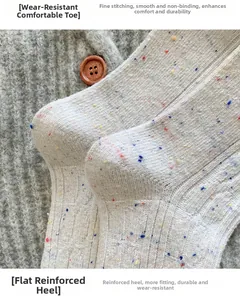 Close-up of cable knit socks showing reinforced heel and fine toe stitching detail
