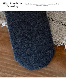 Close-up of high elastic cuff on grey silk wool socks for non-slip comfort