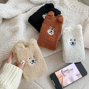 Cute cartoon cat embroidered coral fleece socks in 4 colors with 3D ears and plush texture
