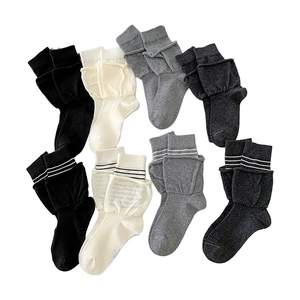 8-pack contrast stripe and solid crew socks in black, white, and grey color set