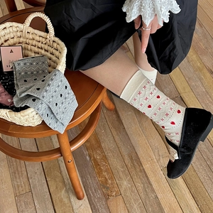 Cozy Fair Isle crew socks in retro geometric patterns and soft cotton knit