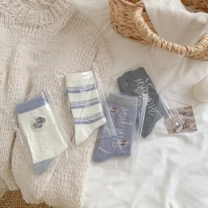 Cute koala embroidered wool socks in various colors with individual zipper packaging