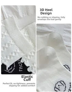 Detail of high-elasticity ribbed cuffs and stereoscopic heel on cartoon cotton socks