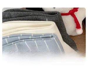 Detailed knit texture of gray, white and striped cotton blend crew socks for women