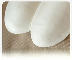 Close-up of reinforced toe design on white cotton sports socks showing durable stitching