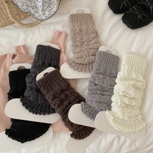 Jambières En Tricot Torsadé Pour Femmes Chaussettes Slouchy Mélange De Coton Style Japonais Lolita Bordure À Volants Respirant