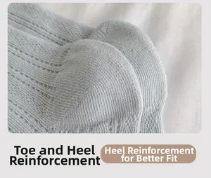 Macro detail of the reinforced heel design and breathable mesh texture on socks