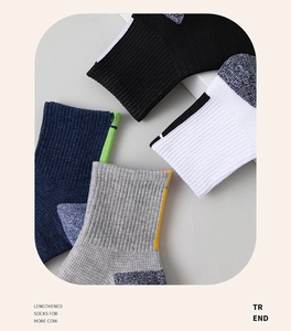 Detailansicht dicker Sport-Tennissocken mit gerippten Bündchen und Farbakzenten für Herren