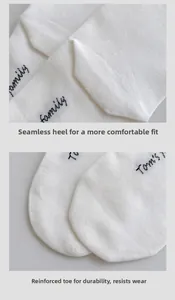 Detail of reinforced seamless heel and flat toe on white cotton knitted socks