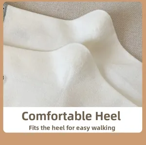 Close-up of the comfortable seamless heel design on white knit embroidered puppy socks