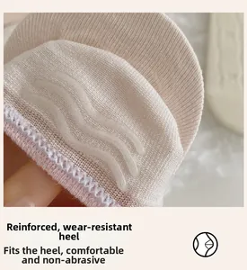 Detail of heel with double-layer wavy silicone anti-slip strips and reinforced knitting