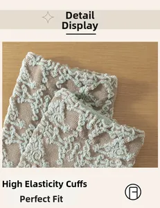 Detail of high-elasticity ribbed cuff on vintage relief pattern crew socks