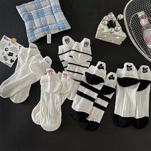 Damen Unsichtbare Füßlinge Baumwolle Mesh Atmungsaktiv Sommer Dünn Tier Schleife Puppy Stickerei Mode