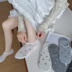 Women's low cut invisible socks with bow patterns and non-slip silicone mesh in multi-color