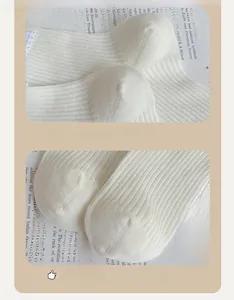 Close-up of reinforced heel and seamless toe stitching on white cotton crew socks