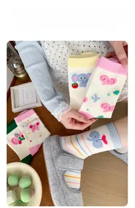 Detail showing cute elephant pattern socks in multiple colors with cotton texture