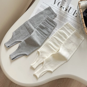 Jambières en tricot côtelé gris et beige pour femmes, style yoga et mode quotidienne