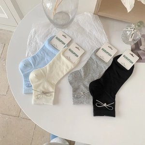 Calze Al Polpaccio Da Donna In Misto Cotone A Costine Con Fiocco Pendente A Cuore Moda Balletcore Dolce