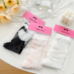 Sweet Lolita lace ruffle socks with polka dots in black, pink and white gift set