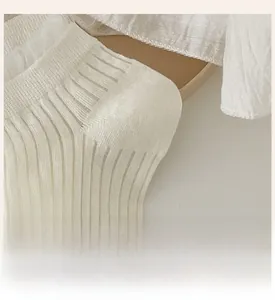 Detailed macro view of the reinforced heel on these white lace knit ankle socks
