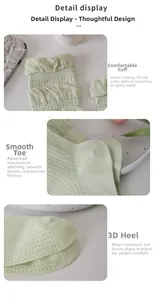 Détail macro de chaussettes en maille vert menthe avec bords côtes et pointe sans couture