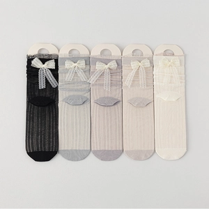 Chaussettes Mi-mollet Femmes Nylon Maille Respirant Noeud Dentelle Style Doux Japonais Lolita Accessoire Mode