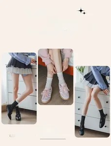Detail showing Japanese style striped cotton socks with breathable double needle weaving