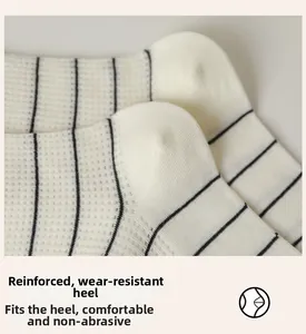Macro view of mesh cotton socks featuring a reinforced heel for durability and comfort