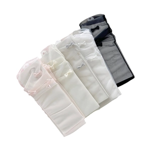 Five pairs of ultra-thin mesh crew socks with lace bowknot in pastel colors for summer