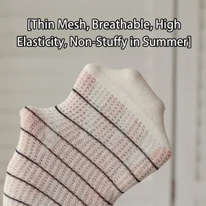 Women's summer ultra-thin mesh socks with Japanese stripes and breathable texture