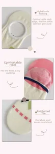 Close-up of elastic cuffs and reinforced toes on polka dot cotton boat socks