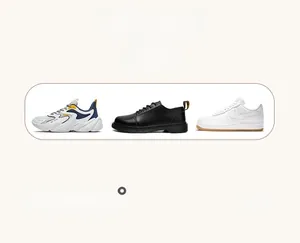 Three stylish footwear options including chunky sneakers and classic white leather shoes