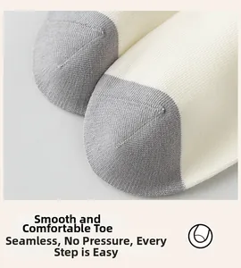 Detailed macro view of seamless gray toe box stitching on men's breathable knit socks