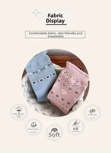 Detailed knit texture of heart pattern cotton socks in soft pink and blue tones