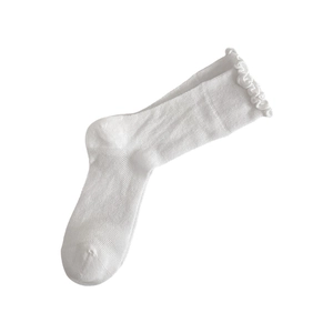Calze bianche in maglia traspirante con bordo a volant per donna stile giapponese