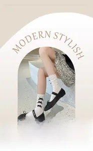Detailed view of cream bow socks paired with black Mary Jane shoes for a stylish look