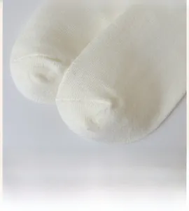 Macro detail of seamless toe construction on white knit socks for comfort