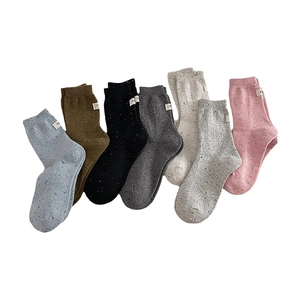 Japanese style colorful speckled mid-calf cotton socks set for women in 7 retro colors