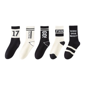 5-pack men's cotton athletic socks featuring vintage varsity stripes and graphic patterns