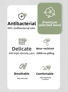 Features of wool socks including antibacterial wool, 40S yarn and high elasticity