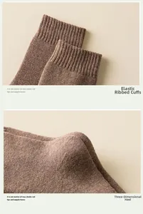 Detail of the elastic ribbed cuff and 3D heel design on brown knitted socks