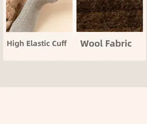 Detail showing elastic ribbed cuff and soft wool fiber texture of thick winter socks