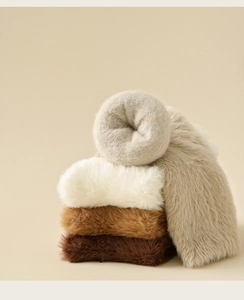 Close-up of thick plush faux fur lining in earth-toned winter thermal socks