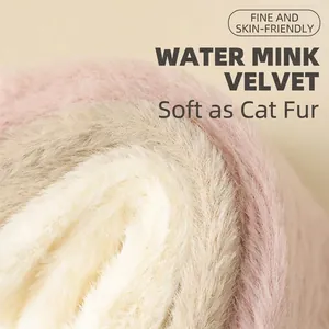 Thick warm mink velvet crew socks for women in soft pink beige and grey colors