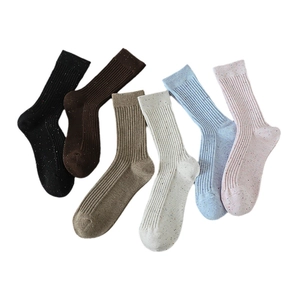 Six paires de chaussettes en coton côtelé avec fil moucheté en couleurs assorties