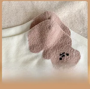 Detail showing reinforced heel design of cartoon bear cotton socks for women