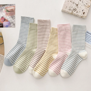 Calze Slouch A Righe Da Donna Cotone Traspirante Assorbente Sudore Morbido Colori Caramella Casual Maternità